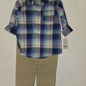 Carter's Blue Green Plaid Button-Down Shirt